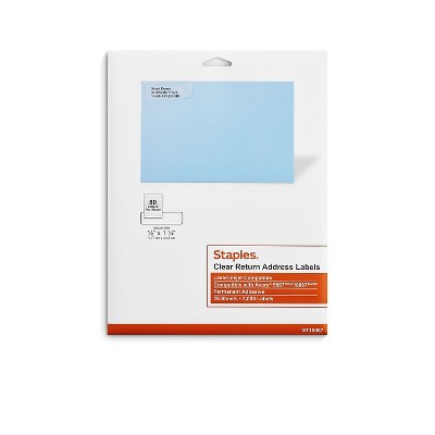 Staples Laser/Inkjet Address Labels 1/2" x 1 3/4" Clear 80 Labels/Sheet 25 Sheets/Pack 2000