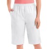 Collections Etc Stretch Twill Elastic Waist Pull-On Bermuda Shorts - 4 of 4