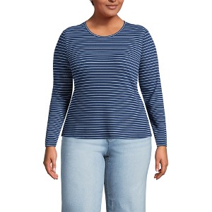 Lands' End Women's Lightweight Waffle Skimming Long Sleeve Crew Neck T-shirt - 1 of 3
