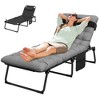 Resenkos Outdoor Folding Chaise Lounge Chair With 4-Position Adjustable Backrest, Magazine Pocket, Removable Head Pillow, Gray - 2 of 4