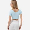 Anna-Kaci Active Women's Ruched Cutout Crop Top with Short Sleeves - 4 of 4