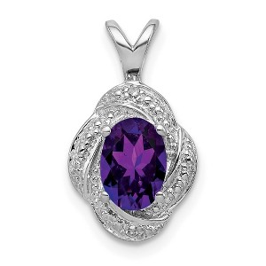 Black Bow Jewelry Rhodium Plated Sterling Silver, Diamond & Gemstone Pendant, 10 x 16mm - 1 of 4