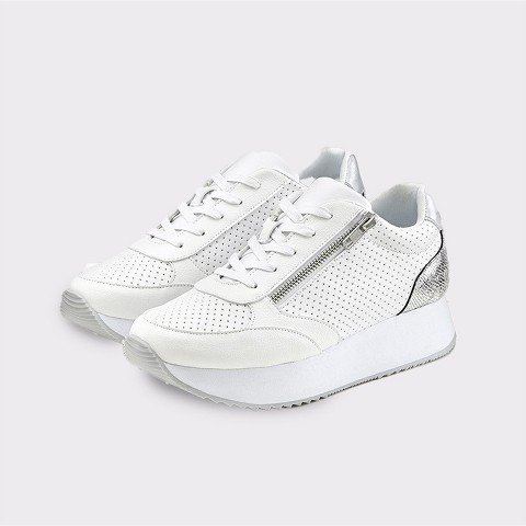 Женские кроссовки Lascana Women's Zip Detail Platform Sneakers - LASCANA - Silver Solid 7