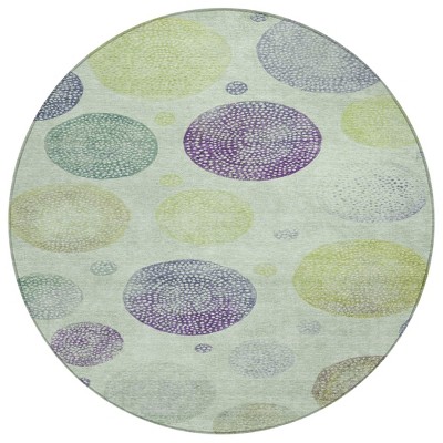 Artichoke Green And Purple Geometric Washable Indoor Outdoor Area Rug