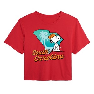 Women's - Peanuts - South Carolina Snoopy Golf Cropped Graphic T-Shirt - 1 of 4