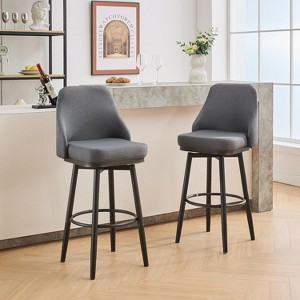 Sapphtopaz Swivel Bar Stools Set of 2 with Upholstered Height 24-30" Adjustable Stool with Footrest Counter Height Bar Stools for Kitchen Island - 1 of 4