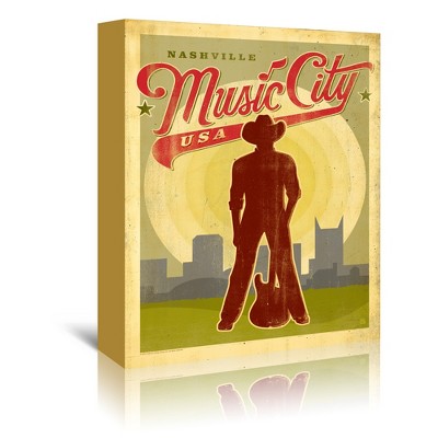 Music City Red Usa by Anderson Design Group Wrapped Canvas - Americanflat - 5" x 7"