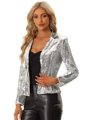 Metallic silver blazer womens hotsell