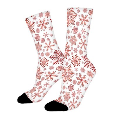 Cute Christmas Snowflakes Women Printed Crew Socks Funny Funky Socks Soft Polyester Novelty Gifts for Artists Men