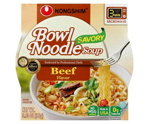 Nongshim Bowl Noodle Soup Beef Flavor - 3.03oz