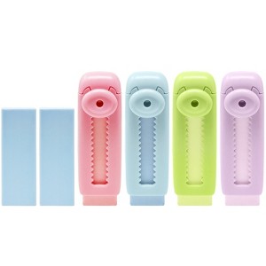 Wrapables Retractable Pastel Erasers with Refills, Set of 4 Erasers + 2 Refills, Push-Pull Design, Stationery Office Supplies - 1 of 4