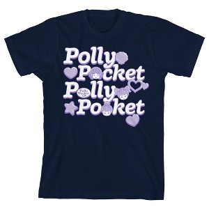 Polly Pocket, Polly Pocket Youth Girl Navy Blue Short Sleeve Tee - 1 of 3