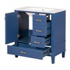 NicBex 30" Bathroom Vanity with Sink, Bathroom Cabinet Storage with 2 Spacious Drawers and 1 Large Cabinets for Bathroom, Blue - 3 of 4