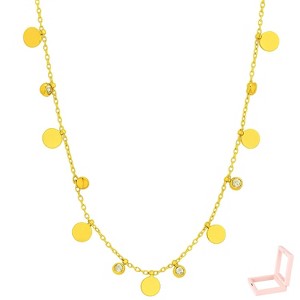 Gold-Tone Disc & Cubic Zirconia Dangle Necklace, Boho-Chic Jewelry for Women, Daily & Party Occasions - 1 of 4