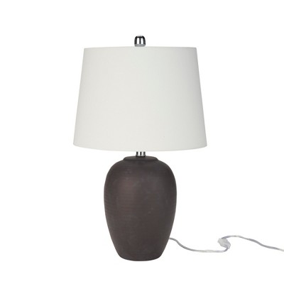 Eggplant Purple Ceramic Urn Table Lamp with White Shade