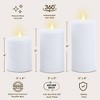 LumiPur 3pk Essentials Natural Glow Flameless Flickering Wax Pillar LED Candles Winter White - 3 of 4