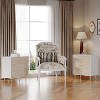 Modern White 3-Drawer Dresser w/Gold Handles, Wooden Nightstand - Linen-Textured, Narrow Accent Cabinet for Bedroom, Living Room - 4 of 4