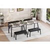 Retro 3-Piece Dining Set with Table & 2 Upholstered Benches for 4, Space-Saving Metal Frame for Apartments Studios Small Spaces - 4 of 4