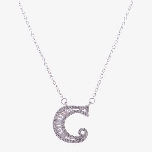 Anna-Kaci Silver Tone Initial Letter Pendant Necklace with Crystal Rhinestone Accents - 1 of 4