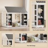 Twin Size Floor Bed with 2 Movable Wardrobes and Low Design,Platform Bed Frame W/Roof & Slat,Floor House Bed frame for Kids, Easy Assembly - 3 of 4