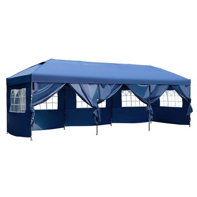 Whisen 10 x 30 Pop Up Canopy with Sidewalls, Outdoor Wedding Party Tent with Wheeled Bag