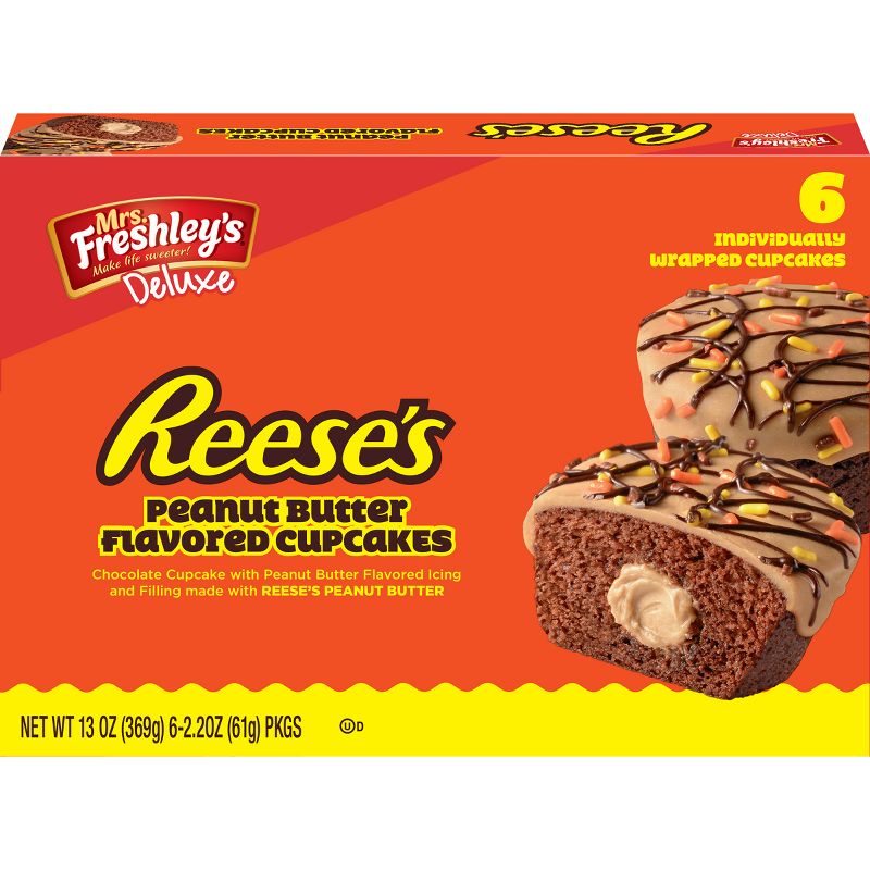 Mrs. Freshley&#39;s Deluxe Reese&#39;s Peanut Butter Flavored Cupcakes - 6ct, 1 of 11