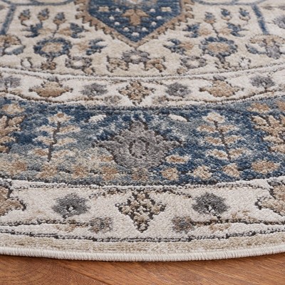 Gray Rectangular Synthetic Medallion Area Rug 59" x 5"