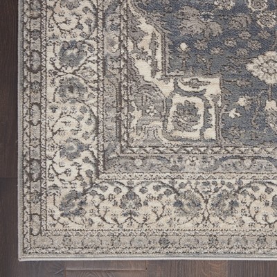 Elegance Reversible Gray Synthetic 2'2" x 10' Area Rug