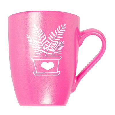 Elanze Designs Botanical Foliage Nature Coffee Cup Mug 10 Ounce Ceramic With Shimmery Metallic Finish Elegant Minimalist Fern in Heart Planter