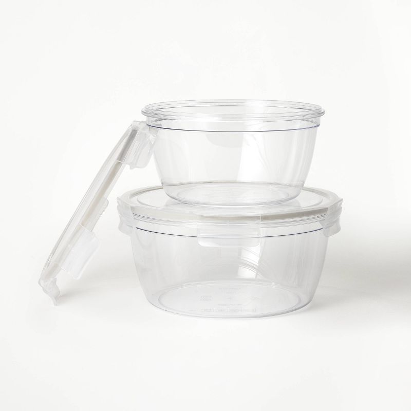 4pc (set of 2) 8.5 Cup and 14 Cup Plastic Round Food Storage Container Set with Lids Clear - Figmint&#8482;, 4 of 6