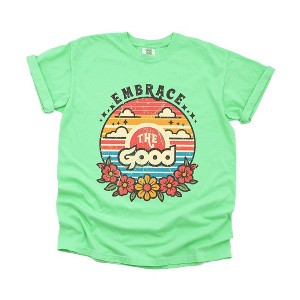 Simply Sage Market Women's Embrace The Good Sunset Short Sleeve Garment Dyed Tee - 1 of 4