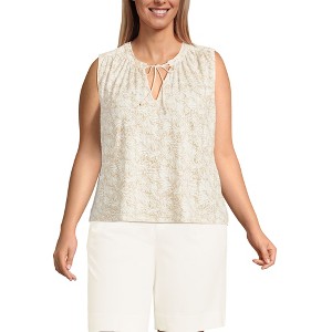 Lands' End Women's Linen Blend Notch Neck Swing Tank Top - 1 of 4