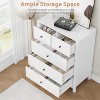 5 Drawer Tall Dresser for Bedroom with Deep Storage Drawers, Modern Wood Grain Chest with Metal Knobs, Narrow Vertical Clothes Organizer, White - 4 of 4