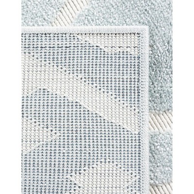 Light Blue Geometric 4' x 6' Synthetic Outdoor Area Rug
