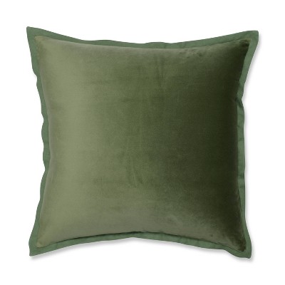 18"x18" Velvet Flange Square Throw Pillow Green - Pillow Perfect