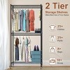 Racxily 2 Tier Clothing Rack With Cover Portable Wardrobe Closet, Covered Garment Rack w/ 4 Wheels 2 Hanging Rods 2 Hook Racks 35.43x17.13x72.44in - 3 of 4
