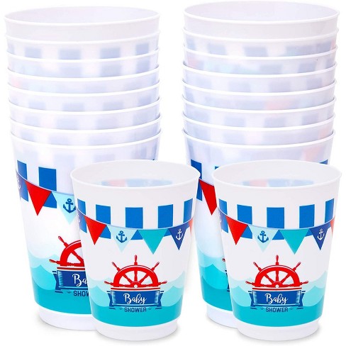 Sparkle And Bash 16 Pack Nautical Plastic Cups For Baby Shower (16 Oz) :  Target