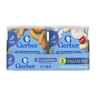 Gerber Baby Food  Mild Cheddar and Veggie Dip Crunchies Value Pack Baby Snack - 1.48oz/4pk