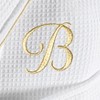 Linum Home Textiles Hotel 100% Turkish Cotton Waffle Terry Personalized White Bathrobe with Gold Satin Piped Trim in Gold Script Font - 2 of 2