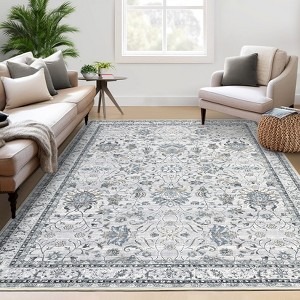 Area Rug, Washable Rugs for Living Room, Oriental Vintage Carpet, Soft Faux Wool Rugs for Bedroom, Non Slip Stain Resistant Kitchen Rug, Accent Rug - 1 of 4