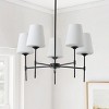 Modern 5-Light Chandelier with Frosted Glass Shades, Black Metal Hanging Fixture for Dining Room or Living Room - 2 of 4