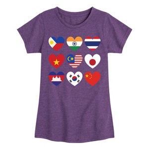 Girls' - Instant Message - AAPI Heart Flags Fitted Short Sleeve Graphic T-Shirt - 1 of 4