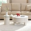 Vynxaria Series 27.56 in. Off White Round MDF and Tempered Glass End Table with Nesting Design and Storage Drawer - 2 of 4
