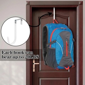 LunaLulinlk 10 Pack Over the Door Hooks, Heavy Duty Door Hook and Soft Rubber Surface, Maximum Load Capacity 20 lbs, White - 1 of 4