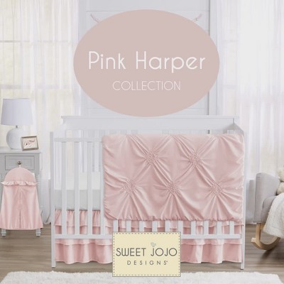 Blush Pink Microfiber Ruched Diamond Toddler Comforter Set