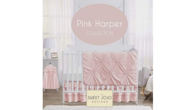 Sweet Jojo Designs Girl 3 Tiered Ruffle Crib Bed Skirt Harper Collection Pink, 2 of 5, play video