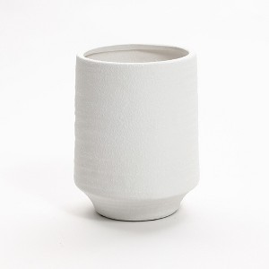 LuxenHome White Terracotta 12-Inch Tall Indoor and Outdoor Cylinder Vase - 1 of 4