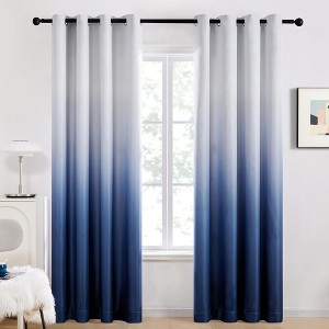 Deconovo Gradient Ombre Room Darkening Curtains, 2 Panels, Grommet Top - 1 of 4