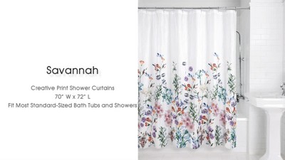 Savannah White and Multicolor Floral Polyester Shower Curtain