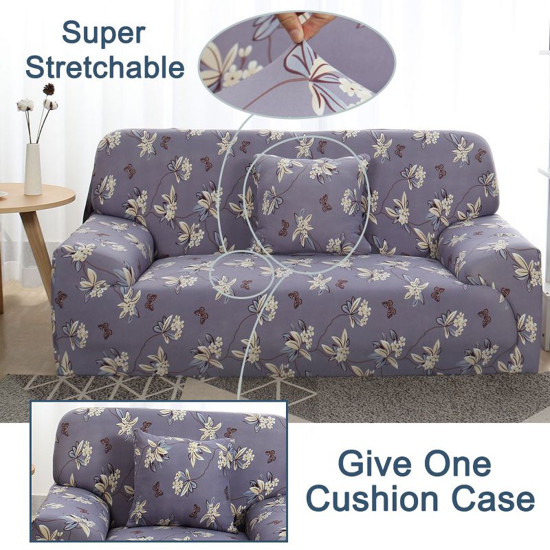 PiccoCasa Household Elastic Sofa Chair Butterfly Flower Polyester Spandex Sofa Slipcovers 1 Pc, 3 of 5